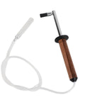 Espresso Machine Cleaning Brush With Detachable Head, High Temp Steam Tool, walnut handle, nylon brush, angled view