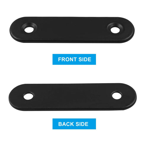 Front and back view of 12Pcs 2 Point 4 Inch Straight Brackets Set Stainless Steel With 24 Screws for cabinet and furniture joining.