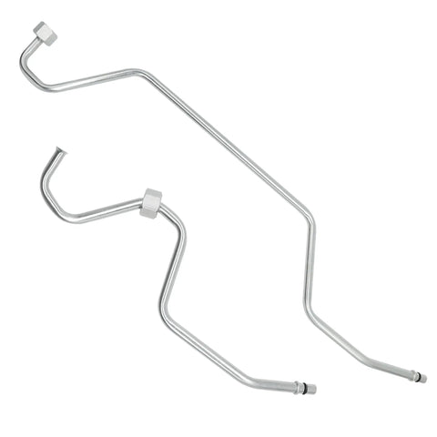 Rack Pinion Transfer Lines Hard Lines Kit Direct Fit For 2008 Through 2014 GMC And Chevrolet Yukon Sierra Tahoe Suburban Avalanche Silverado Cadillac Escalade ESV Includes 15254059 15254058 Plug And Play Ready Heavy Duty Upgrade silver steel lines