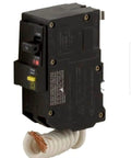 QO250GFIC 50 Amp 120/240V Miniature Circuit Breaker Three Pack For Electrical Panels, side view showing terminals and switch