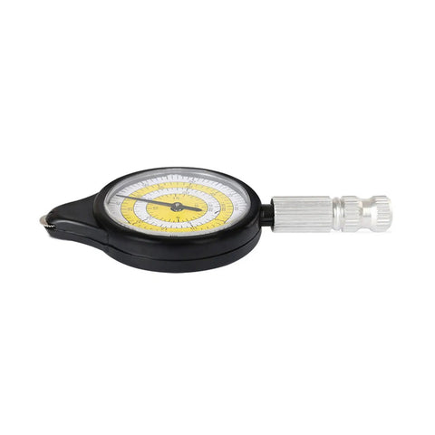 Map Measurer Metal Wheel Outdoor Navigation Tool for Camping Hiking Cycling with yellow and black dial design for distance measurement.