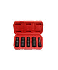Heavy Duty 5 Piece Tire Socket Wrench Set For Lug Nut Removal With 12 Inch Drive Adapter Double Ended Chrome Molybdenum Steel Kit in red case