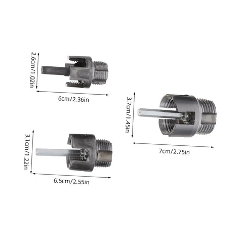 Ciieeo 3 Piece Pipe Threader Kit For Pvc Plumbing, Electric Drill compatible die heads for threading half, three quarter, one inch pipes.