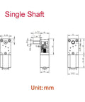Technical diagram of Beefy All Metal Gearbox DC Motor With Long Shaft For N20 Slow Speed High Torque Worm Gear 3V12V Single Shaft