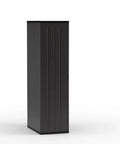 Side view of 19 Cubic Ft Heavy Duty Resin Cabinet With Lockable Handles Multi Wall Construction And Metal Reinforced Shelves For Basement Utility Room And Garage Storage In Black.