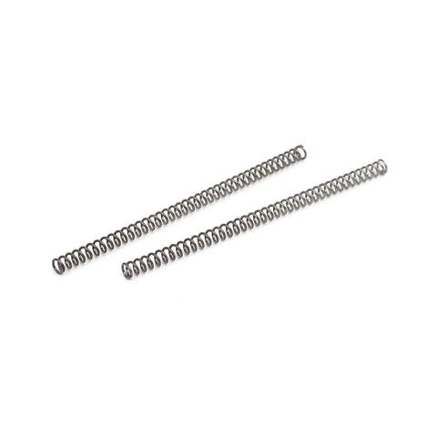Three uxcell 304 stainless steel compression springs in diagonal side view, 2 mm OD, 0.3 mm wire, 40 mm free length.
