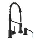 Black Kitchen Faucet With Soap Dispenser And Pull Down Sprayer No Frills Single Handle Stainless Steel RV Camper Farmhouse Sink Tap