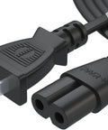 Close-up of Heavy Duty 12 Feet TV Power Cord Featuring 2 Prong C7 Design for Smart Television with UL certification.