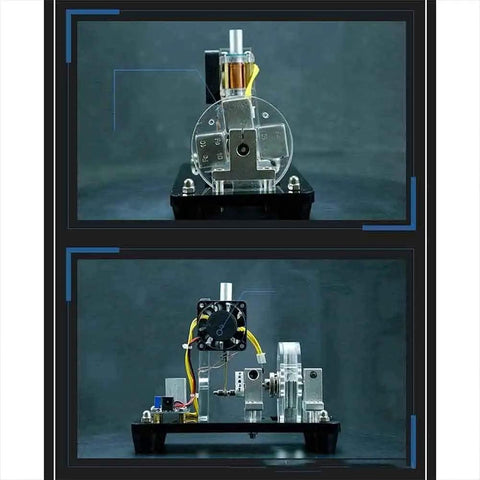 Front view of Single Coil Hall Effect Motor for Educational Circuits High Speed Reciprocating Electromagnet Kit with transparent housing
