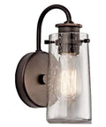 Braelyn 9.5 Inch Olde Bronze One Light Wall Sconce With Clear Seeded Glass Dope Industrial Vanity Lighting For Bathrooms Powder Rooms Hallways And Dining Areas