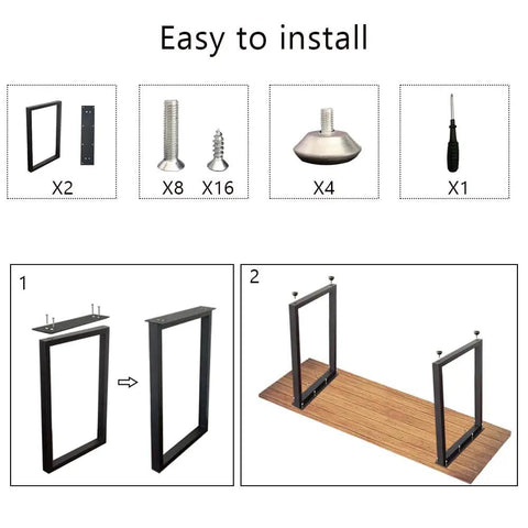 28 Inch Square Table Legs Set Black Industrial Bench Style Custom Furniture Leg Kit With Two Legs Includes Mounting Plates Adjustable Feet And All Hardware For Easy Assembly