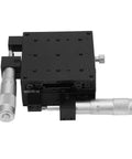XY Linear Stage 80x80x40mm with pro grade micrometer, black anodized aluminum, for CNC lab optics and micro assembly