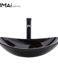 Tempered Glass Vessel Sink For Bathroom Oval Brown Above Counter Basin Dope Sleek Look With Faucet And Pop Up Drain