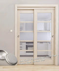 Sliding door with 4 Pack Satin Nickel Closet Door Finger Pulls Two And One Eighth Inch Inner Diameter Snap In Design visible