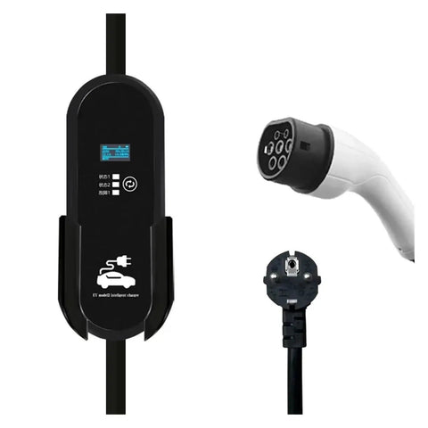 Heavy Duty Portable Ev Charger Type Two 16A Iec 62196 2 Evse Travel Cable featuring display and connector for easy use.