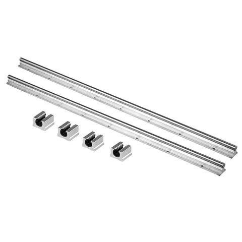 Two Piece SBR12 Linear Guide Rail Kit With Four Matching UU Sliding Blocks Eight Hundred Millimeter Heavy Duty Aluminum Rods for CNC Machines.