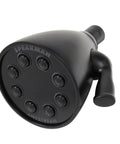 Icon Series Anystream High Pressure Adjustable Solid Brass Shower Head in Matte Black showing front view with spray nozzles