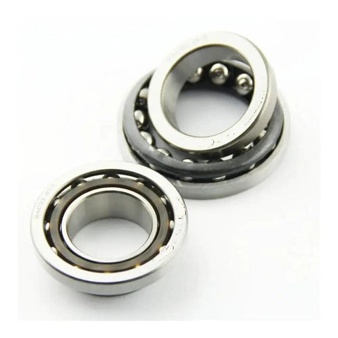 Heavy Duty Motorcycle Steering Roller Bearing Kit For Yamaha FZ07 Solid Steel Housing Polished Balls Kill Noise For Smooth Handling Longest Durability Rides Hard Front End Feel Snappy Responsive For Riders Seeking Smooth Rides Today. two steel steering bearings on white background