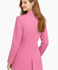 Back view of unisex pink lab coat for men and women full sleeve medical science coat with canvas collar support heavy duty