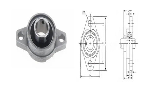 Sick 10 Pack KFL007 35mm Zinc Alloy Pillow Block Bearings For Machine Grind Or Shop Projects Delivering Smooth Rotation And Insane Durability Your Gear Stays Clean Without Breakage Or Friction On Any Heavy Tasks Or Build Workflow Always. 35mm zinc alloy pillow block bearing with mounting holes and dimension drawing