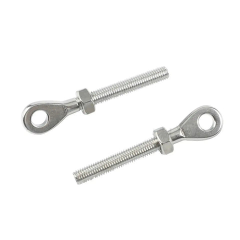 Five Piece Marine Grade 316 Stainless Steel Eye Bolts With Nuts For DIY Rigging Hardware Balustrade Kit M5 M6 M8 M10, shown with nuts