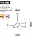 Modern Herringbone Pendant Lights Dimmable G9 Hanging Fixture Ten Bulbs For Living Room Dining Table Black Iron Frame dimensions 135CM x 53CM.