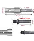 Round Shank Drill Bit Adapter With Two Slots SDS Arbor Connector For Earth Auger Heads And Hammer Drills Built For Real Tough Drilling Steel Shaft 4.13 Inch Length 0.77 Inch Diameter Fits SDS Tools shown with dimensions