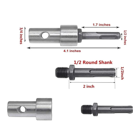 Round Shank Drill Bit Adapter With Two Slots SDS Arbor Connector For Earth Auger Heads And Hammer Drills Built For Real Tough Drilling Steel Shaft 4.13 Inch Length 0.77 Inch Diameter Fits SDS Tools shown with dimensions