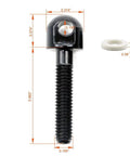 Close-up of Six Piece Sling Mounting Kit With Sling Swivel Studs For Rifles, includes precisely measured black swivel stud and white spacer.