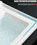 Ceramic Laundry Sink - Single Bowl Bathroom Vessel Sink, Semi-Recessed Square Design With Washboard showing waterproof edge detail.