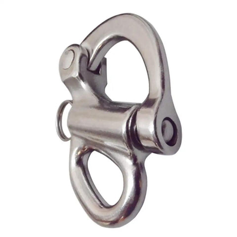 Badass Two Inch Fixed Eye Snap Shackle Crafted From Premium Ss316 Stainless Steel with quick release plunger for marine use.