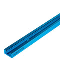 36 Inch Double Cut Universal T Track with Predrilled Mounting Holes for Woodworking Jigs shown in anodized aluminum