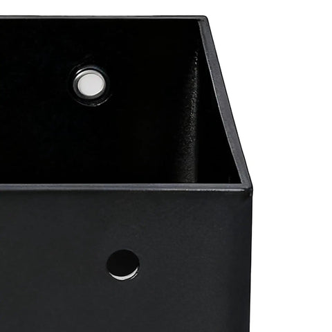 Close-up of Beefed Up Heavy Duty 4x4 Post Base Bracket Set With 3.3 By 3.5 Inch Inner Size With Pre Drilled Mounting Holes