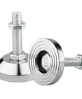 Beefy Heavy Duty Leveling Feet For Workbenches And Machinery, 2.36 Inch Base, M12 Thread, 2600 Lb Capacity, Adjustable Leveler Legs, Silvery Finish