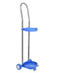 Gas Cylinder Cart With Ring Clamp, Built Tough Steel Hand Truck For Oxygen And Welding Cylinders, Height Adjustable Mobile Cart On Wheels, Anti Rust Steel Frame, Secure Tank Holder For Factories Hospitals And Schools, blue steel