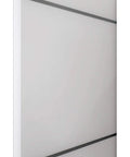 Close-up view of Double Barn Sliding Doors in Matte White 84 by 96 showcasing sleek design and black hardware.