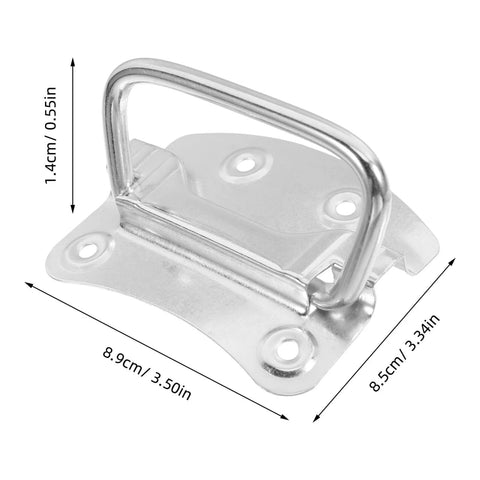 2 Pack Heavy Duty Chest Handles Zinc Plated Case Pull Handles for toolbox, 89mm x 85mm, silver iron ring for easy lifting.