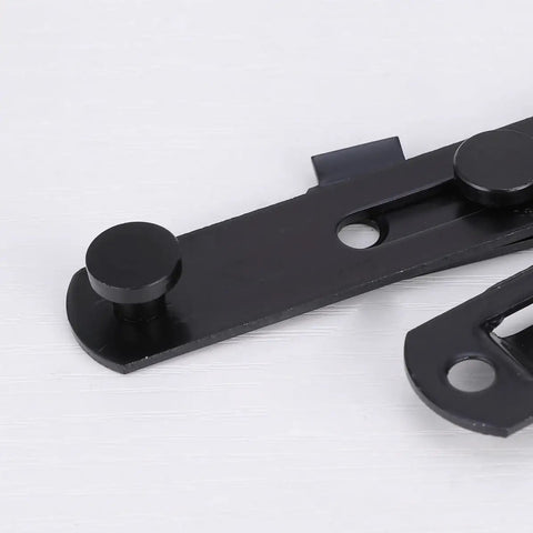 Close-up of 2pcs Stainless Steel Right Angle Gate Latch with Slot Design, Black showcasing the sturdy latch components.