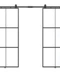 72 By 84 Inch Double Glass Barn Door With Frosted Glass And Black Aluminum Frame Sliding Door Hardware Kit Included