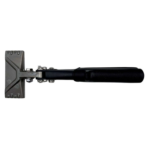Top view of Three Inch Straight Hand Seamer With Cushioned Leverage Handles Drop Forged Nickel Plated Jaws Three Inches Wide By One And One Eighth Inches Deep Precise One Eighth Inch Graduations Pro Grade HVAC Sheet Metal Bending Seaming And Flattening.
