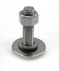 Stainless steel hex bolt with washer and nut, 3/8-16, fully threaded
