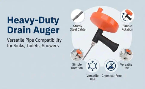 Heavy Duty Manual Drain Snake Auger For Home Plumbing Quick Clog Remover With Ergonomic Grip Aluminum Alloy Handheld Pipe Cleaning Tool