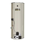 Heavy Duty Commercial Oil Fired Water Heater 84 Gallon Tank Cranks Out A Badass 315000 Btu With Barometric Draft Regulator, side view.