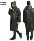 Black EVA Waterproof Rain Poncho Coat With Hood And Long Sleeves For Adults Unisex Outdoor Rain Gear Thick Tear Resistant And Breathable