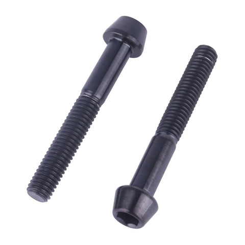 4 Pack Beefy Titanium Bolts M5x35mm With Tapered Head Allen Hex Screws Black High Strength Grade 5 6Al4V Titanium Alloy