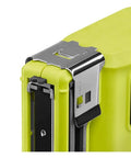 Close-up of 18 Volt One Plus Compression Drive Crown Stapler with metal wire-screen guide attachment for precise fastening