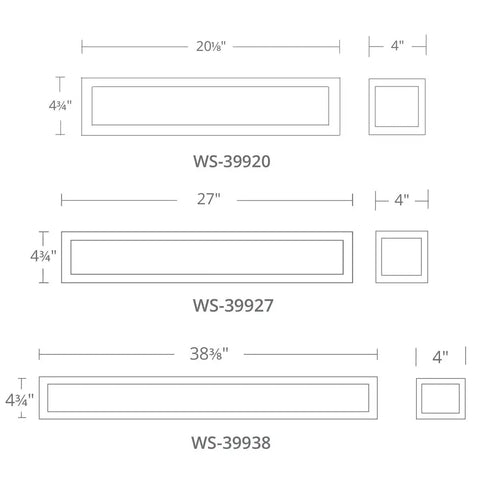 Diagram of Shock Waves 20 Inch LED Vanity And Wall Light 3000K Warm White Black Finish With Rippled Glass Lens dimensions