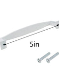 Six Piece Aluminum Alloy White Cabinet Drawer Pull Set With Screws, 5 inch center, elegant modern handle, side view