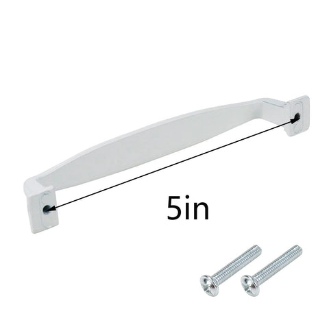 Six Piece Aluminum Alloy White Cabinet Drawer Pull Set With Screws, 5 inch center, elegant modern handle, side view