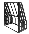 Heavy Duty Vertical Pipe And Lumber Storage Rack For Garage Or Workshop Boasts Four Wide Bays Welded From Rock Solid Steel To Haul Heavy Loads No Sweat, side view.